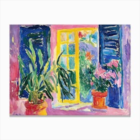 Open Window Plants Matisse Style Landscape Canvas Print