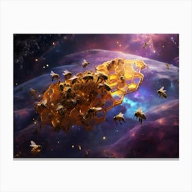 Bees In Space Paintings Art Print Canvas Print