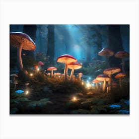 Magical gloving Mushroom Forest 6 Canvas Print