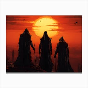 Three Grim Reapers At Sunset Canvas Print