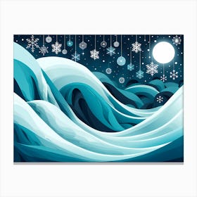 Christmas Snowy Landscape Vector Art 4 Canvas Print