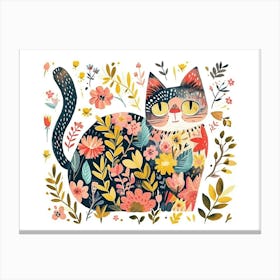 Little Floral Cat 1 Canvas Print