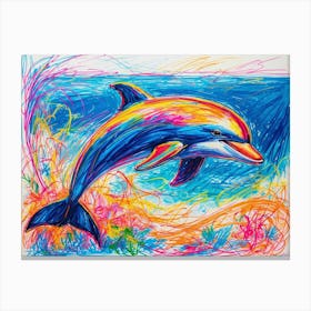 Sea And Dolphin Canvas Print