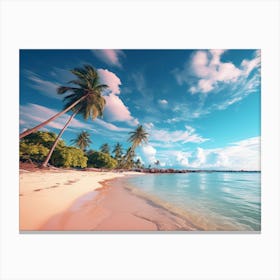 Beach With Palm Trees Canvas Print