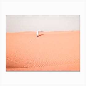 Hiking Through Rippled Sand Dunes Of Erg Chebbi Morocco Canvas Print