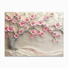 3d Tree with Pink Flowers 2 Canvas Print