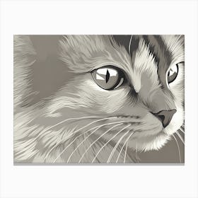 A Vector Art Piece Using A Monochromatic Palette Of Shades Of Gray Cat Canvas Print
