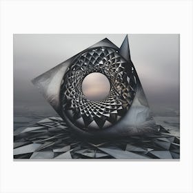 Sacred geometry series, Desert Mirage: Geometric Infinity Under a Hazy Sky Canvas Print