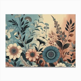 Floral Garden In Three Tone Abstract Poster 2 Canvas Print
