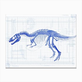 Corythosaurus Skeleton Hand Drawn Blueprint 2 Canvas Print