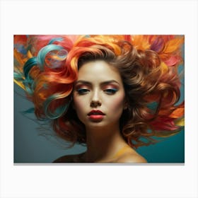 Beautiful Woman With Colorful Hair 2 Canvas Print