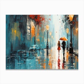 Couple Walking In The Rain 6 Canvas Print