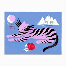 The Mountain Tigres Pink In Blue Canvas Print