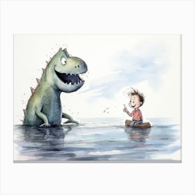 Boy Talking To A Loch Ness Canvas Print