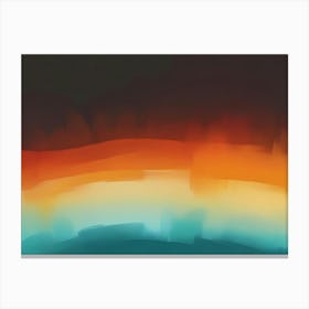 Abstract Brushstroke Gradient Landscape With Orange, Yellow, And Turquoise Canvas Print