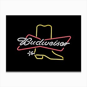 Budweiser Beer Neon Sign Texas Canvas Print