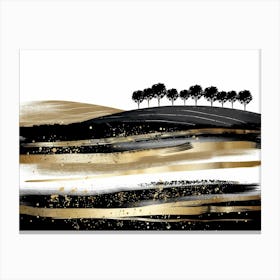 Gold And Black Landscape 1 Canvas Print