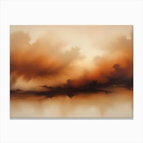 A Painting Of A Hazy, Sunset Sky With Orange And Brown Hues Canvas Print