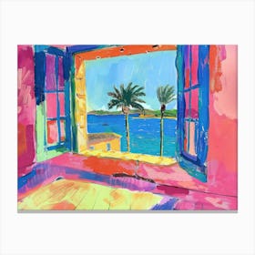 Menorca From The Window View Painting 2 Canvas Print