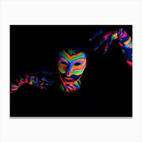 Woman With Make Up Art Of Glowing Uv Fluorescent Powder 9 Canvas Print