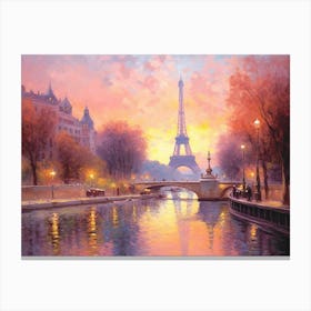 Paris, Eiffel Tower At Sunset 1 Canvas Print