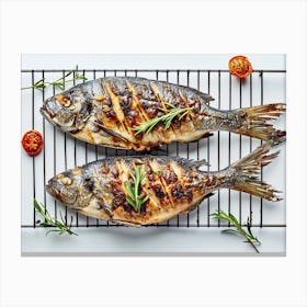 Grilled Fish On A Grill Canvas Print