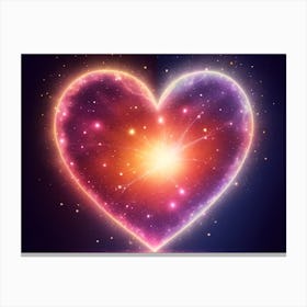 A Colorful Glowing Heart On A Dark Background Horizontal Composition 3 Canvas Print