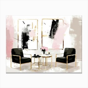 Gold And Black Living Room 2 Canvas Print