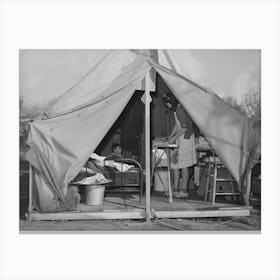 Construction Worker S Wife Ironing In Her Tent Home, Mission Valley, California, About Three Miles From San Diego By Canvas Print