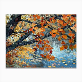 Autumn Leaves By The River Canvas Print