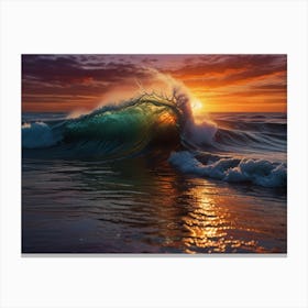 Wave At Sunset 1 Canvas Print