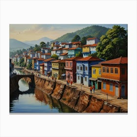 Houses On The River Canvas Print