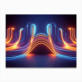 A Blue Orange Neon Light Abstract Geometric 1 Canvas Print