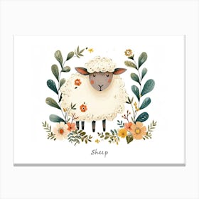 Little Floral Sheep 4 Poster Canvas Print