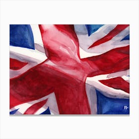 Union Jack Watercolor painting flag united kingdom great britain red blue hand painted Canvas Print