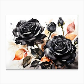 Default A Stunning Watercolor Painting Of Vibrant Black Roses 2 (1) Canvas Print