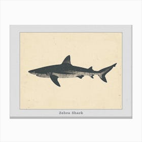 Zebra Shark Silhouette 2 Poster Canvas Print