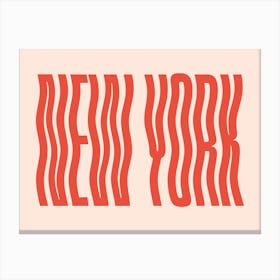 New York cool wavy fun typographic pop art (peach and red tone) Canvas Print