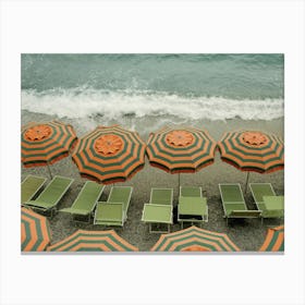 Monterosso Beach Umbrellas Canvas Print