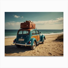 Vintage Car On The Beach 1 Canvas Print