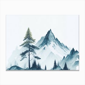 Mountain And Forest In Minimalist Watercolor Horizontal Composition 380 Canvas Print