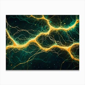 Abstract Network Of Glowing Lines, Resembling A Neural Network Or A Web Canvas Print