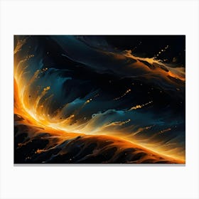 Abstract Image Of Swirling, Fluid Shapes In Blue And Orange Hues Against A Dark Background, Evoking A Sense Of Energy And Motion Canvas Print