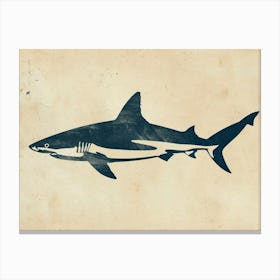 Blue Shark Grey Silhouette 6 Canvas Print