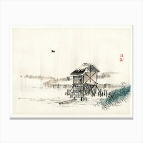 Cottage In The River, Kōno Bairei Canvas Print