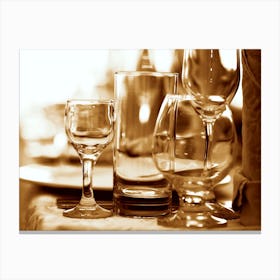 Table Setting With Wine Glasses 1 Canvas Print