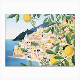 Amalfi Italy Landscape Watercolour Canvas Print