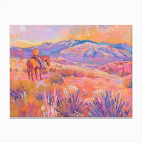 Cowboy Painting Sierra Nevada Mountains 4 Canvas Print