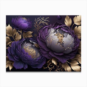 Purple Peonies Elegant Canvas Print