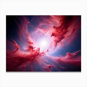 Abstract Celestial Scene Capturing A Nebula Explosion In The Pink And Red Hues Of A Distant Galaxy (7) Canvas Print